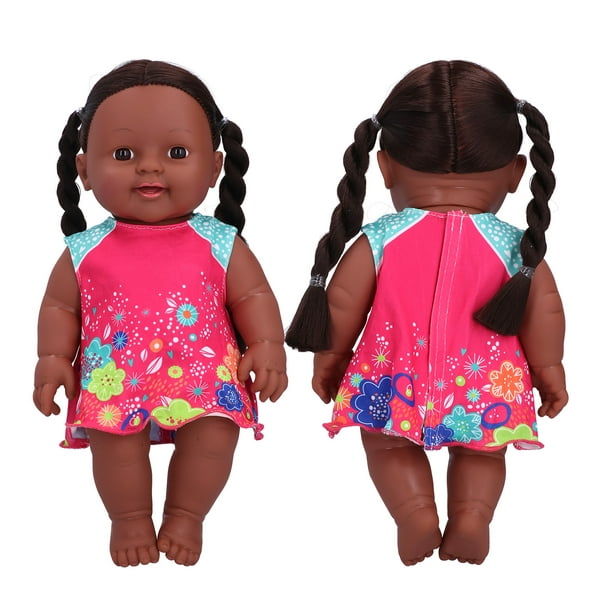 Poupée noire amusante 14 pouces Baby Girl Poupée et ensemble de vêtements  africaine lavable réaliste en silicone poupées filles -cadeau pour fille