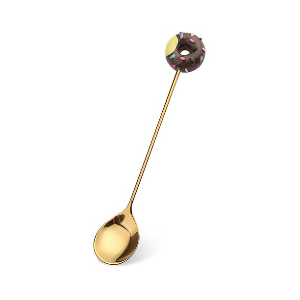 Fork-Donut Herramienta linda del postre del tenedor del café de la historieta del acero inoxidable azul