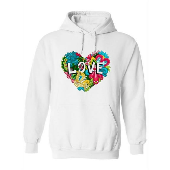 Doodle Floral Heart Hoodie Women -Image by Shutterstock, Female 3X-Large