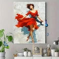 thumbnail image 4 of Red Dress Ballerina Canvas Painting, Graceful Contemporary Dance Art, Ballet Room Wall Decor, 4 of 8
