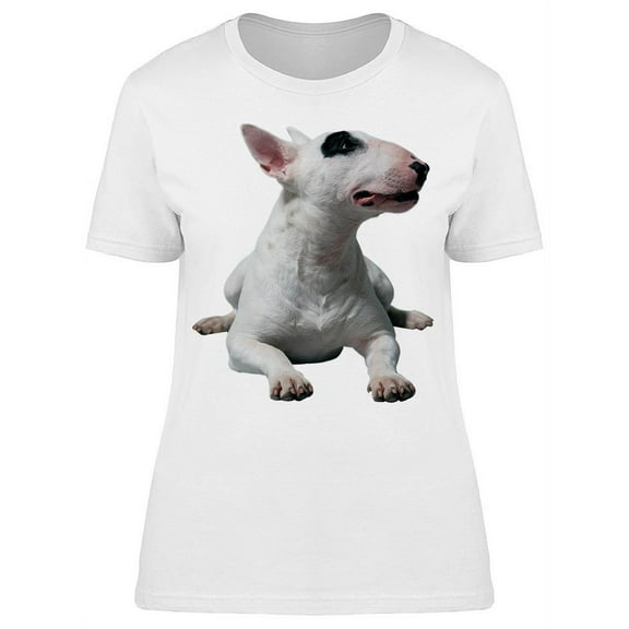 A White Bullterrier Laid Down T-Shirt Women -Image by Shutterstock, Female x-Large