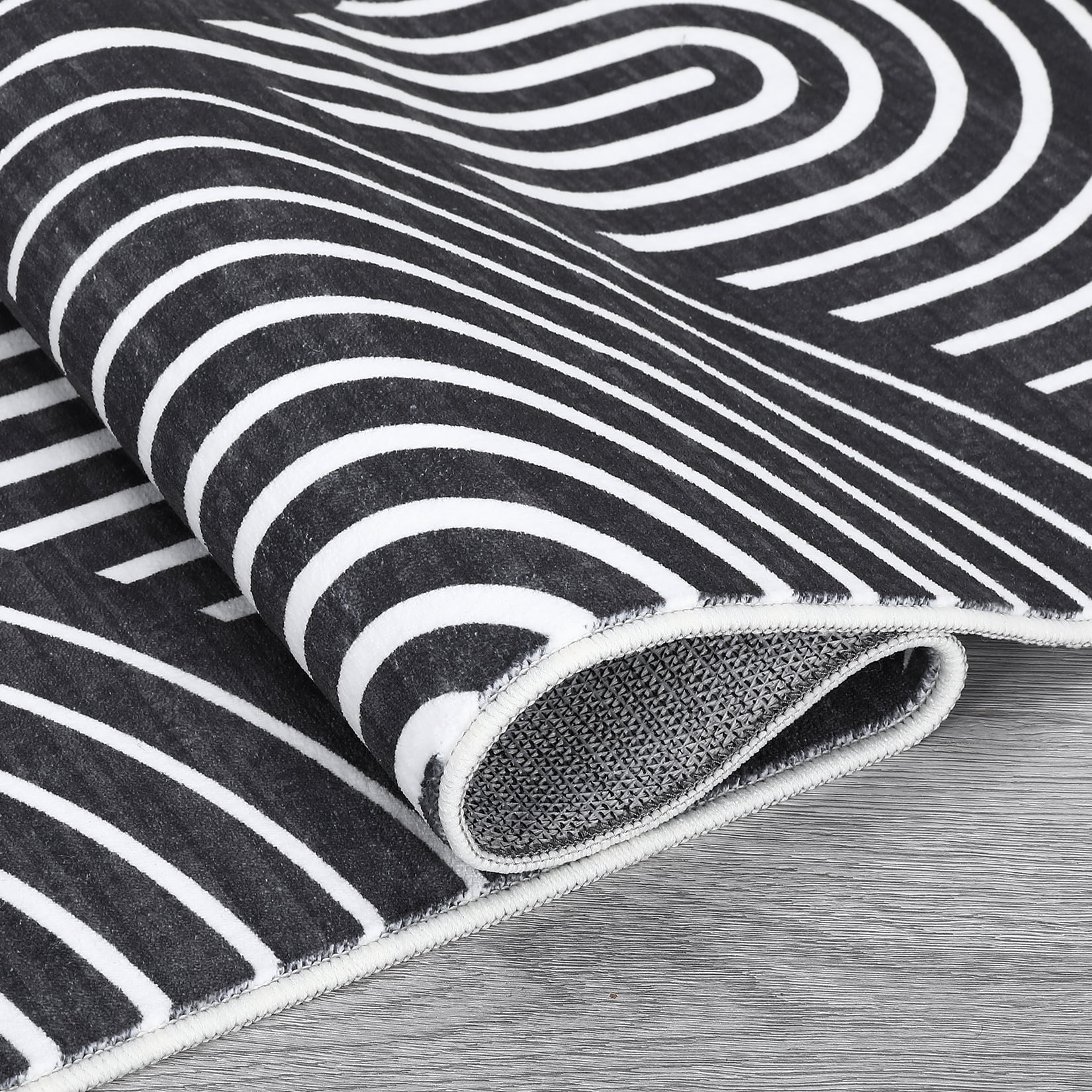 Hasoo Modern Arches Runner Rug Mid Century Modern Bedroom Living Room Decor Floor Rug 2' x 6' Black
