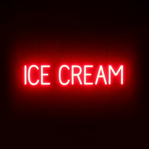 SpellBrite ICE CREAM LED Sign for Business. 31.7" x 6.3" Red ICE CREAM Sign Has Neon Sign Look With Energy Efficient LED Light Source. Visible from 500  Feet, 8 Animation Settings.