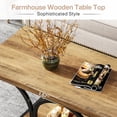thumbnail image 4 of Finmind Rectangle Rustic Coffee Table, 47.24-inch, 2-Tier Farmhouse Table with Geometric Metal Legs & Storage Shelf (Brown & Black), 4 of 7