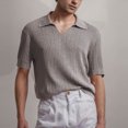 thumbnail image 1 of Playera Elvqul Caballero Gris Manga Corta Economicas Botones con Solapa Liso Algodón, 1 of 8