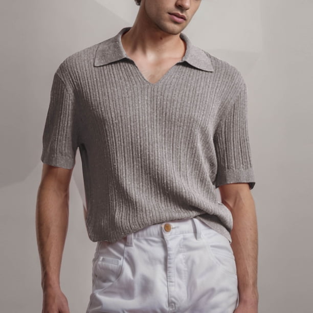 pstuiky camisetas de hombre, Camisa casual de color liso para hombre con botones y cuello vuelto, manga corta camisas casuales para hombre xxxl