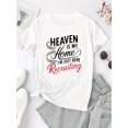 thumbnail image 2 of Camiseta de verano para mujer Manga Corta Heaven is My Home I'm Just Here Recruiting Print Casual Crew Neck T-Shirt, Polyester Blend, Medium Stretch Knit Fabric, Alphabet Pattern, for Women, All-Sea, 2 of 6