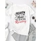 thumbnail image 2 of Camiseta de verano para mujer Manga Corta Heaven is My Home I'm Just Here Recruiting Print Casual Crew Neck T-Shirt, Polyester Blend, Medium Stretch Knit Fabric, Alphabet Pattern, for Women, All-Sea, 2 of 6