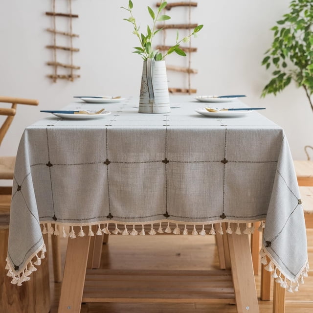tablecloths Rectangular Rectangle Tablecloth Burlap Farmhouse Dining Table Cover Rustic Table Cloths Party Tablecloth Christmas Table Cloth (Rectangle/Oblong锛 x - Seats)