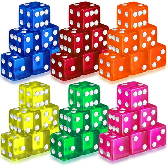 36 Piece 19 mm Casino Style Craps Dice Sets Acrylic and Translucent D6 Dice, Square W/Rounded Edge for Casino, Craps, Table Games and Board Games(Fresh Color)