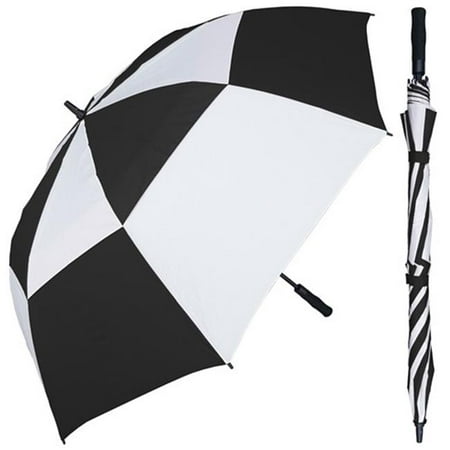 rainstoppers w026blw 68 in. auto open huge black & white wind buster golf umbrella with foam handle, 3