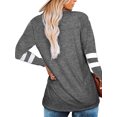 thumbnail image 2 of Sonducket Camiseta de mujer a rayas de manga larga básica con cuello en V blusa suelta informal Prendas para la parte del cuerpo Gris M, 2 of 6