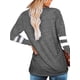 thumbnail image 2 of Sonducket Camiseta de mujer a rayas de manga larga básica con cuello en V blusa suelta informal Prendas para la parte del cuerpo Gris M, 2 of 6
