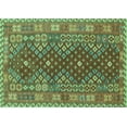 thumbnail image 1 of Ahgly Company Machine Washable Indoor Rectangle Southwestern Turquoise Blue Country Area Rugs, 3' x 5', 1 of 4