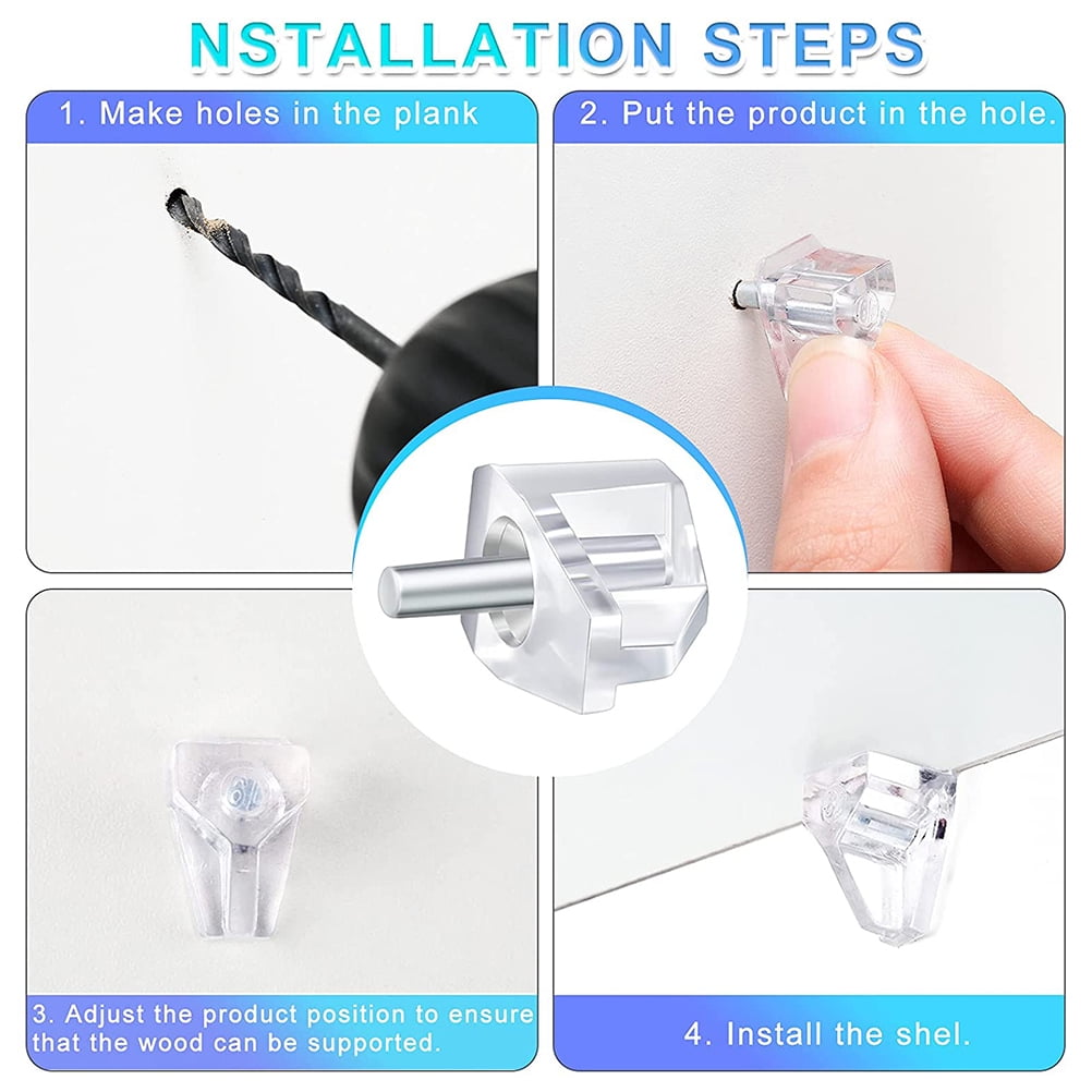 100Pcs Clear Shelf Support Peg 3mm Shelf Plastic Bracket For Furniture