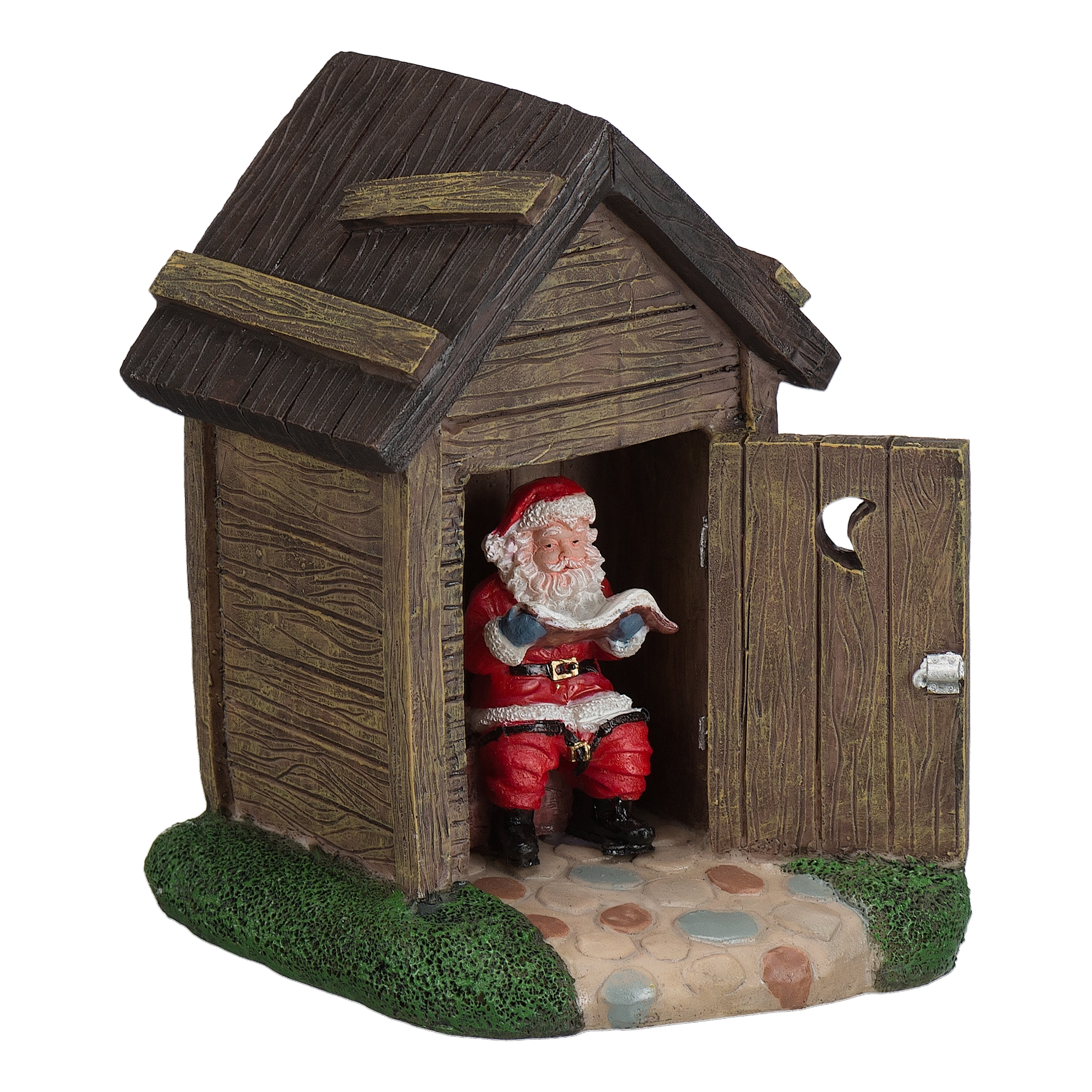 HOLIDAY TIME CHRISTMAS SANTA IN OUTHOUSE