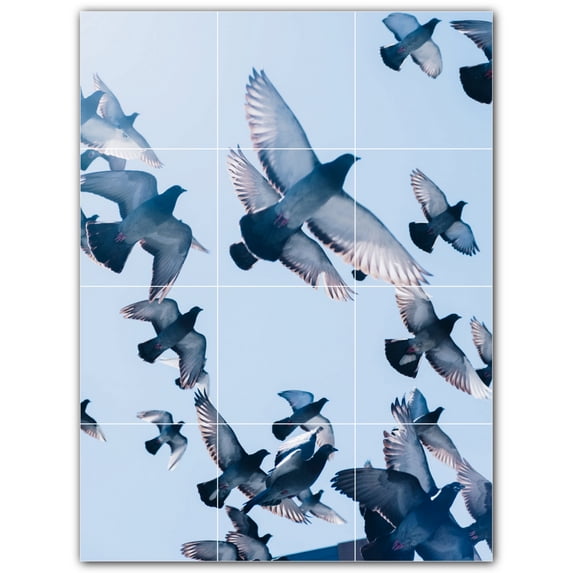 Picture-Tiles.com: Bird Ceramic Tile Wall Mural WAL500219-34XL. 36"W x 48"H using (12) 12" x 12" Ceramic Tiles-Satin Finish