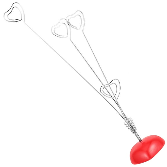Heart Shape Photo Holder Note Memo Clip Tree with Red Resin Base and Stainless Steel Clips for Valentine’s Day, Weddings, Office Decor