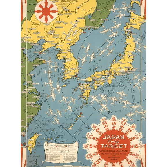 Map Ernest Dudley Chase 1942 WWII Japan Target War Extra Large XL Wall Art Poster Print