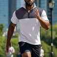 thumbnail image 1 of Ceisia Men's Slim Fit Short Sleeve Half-Zip Color-Blocked Top Waffle-Knit Texture Spring Summer Shirt Gift, 1 of 6