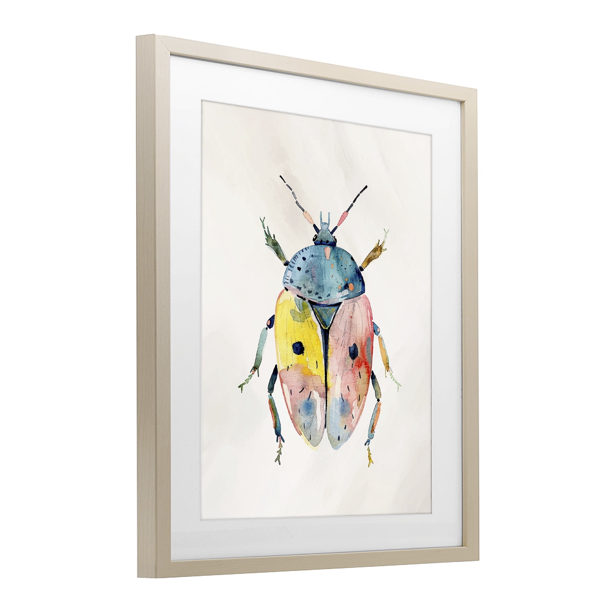 Stupell Industries Whimsical Boho Beetle Birch Framed Print Under Glass, design by Kim Allen