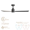 thumbnail image 5 of Slim 52in 3-Blade Smart Ceiling Fan 2700K-6000K CCT Tunable Range LED Light Kit with Remote Control and Black Hardware with Reversible Black or Weathered Wood Blades Works With iOS or Android App, 5 of 10