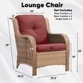 thumbnail image 3 of Gymojoy 2-Piece Patio Furniture Chair,Outdoor PE Wicker Lounge Chair with Cushion,Red, 3 of 7