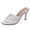 White, variant on CHICVOMEY Womens Lace Letter Heel Sandals Open Toe Slip On High Heel Slides Sheer Mesh Spool Heel Party Heels for Club Wedding Evening Wear