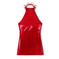 thumbnail image 7 of Women Slip Leather Dress, Wetlook PVC Leather, Sleeveless, Plus Size shiny Latex Hip Skirt, 7 of 7