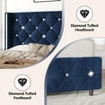 thumbnail image 3 of 4 EVER WINNER Queen Bed Frame, Velvet Upholstered Platform Bed Frame with Diamond Tufted Headboard and Wingback, Blue, 3 of 7
