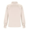 thumbnail image 5 of Otntypg Women's Satin Button Down Shirts Dressy V-Neck Long Sleeve Work Tops Trendy Solid Color Business Office Silk Blouses Fashion Spring Shirt Beige S, 5 of 6