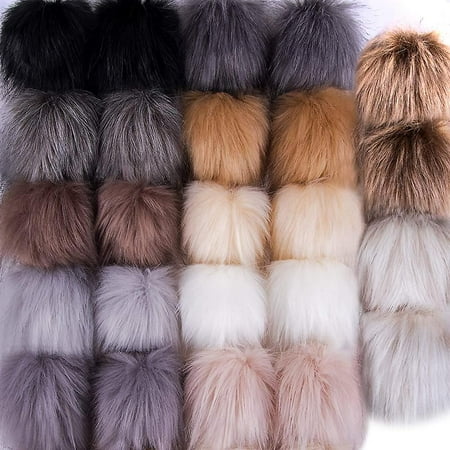 24 Pieces Faux Fur Balls Diy Faux Fox Fur Fluffy With Elastic Loop For ...