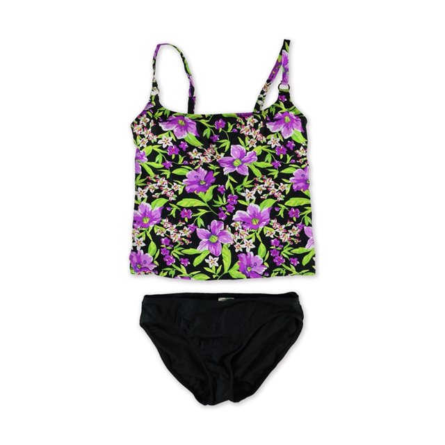 Island Escape Womens Floral Shaper Pant Tankini de 2 piezas, Púrpura, 6