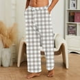 thumbnail image 2 of YDDIAN Mens Flannel Plaid Pajama Pant, Soft Lightweight Lounge Sleep Bottoms with Pockets and Button Fly Khaki M, 2 of 3