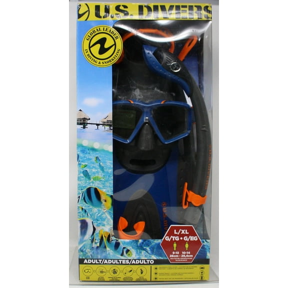 U.S. Divers Silicone Snorkel Set L/XL Blue/Orange