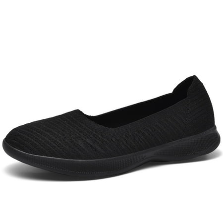 

Konhill Women s Shoes Casual Loafers Slip on Flat Ballet Comfortable Breathable Shoes All Black US9.5
