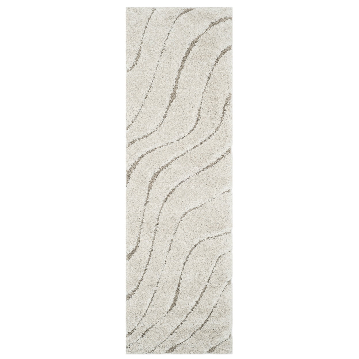 SAFAVIEH Florida Tabitha Geometric Waves Shag Area Rug, Cream/Beige, 4' x 6'