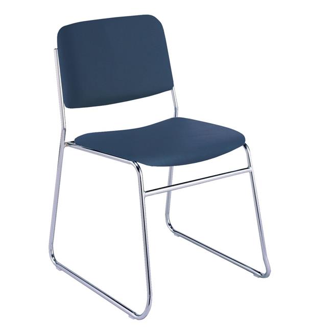 300 Series Armless Stacking Chair with Sled Base, Navy Vinyl