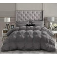 thumbnail image 2 of DNG Creations 1 Piece Luxury Pinch Pleated Comforter Premium 800 Thread Count 100% Egyptian Cotton-Oversized King Size, Solid Dark Grey Color, 2 of 3