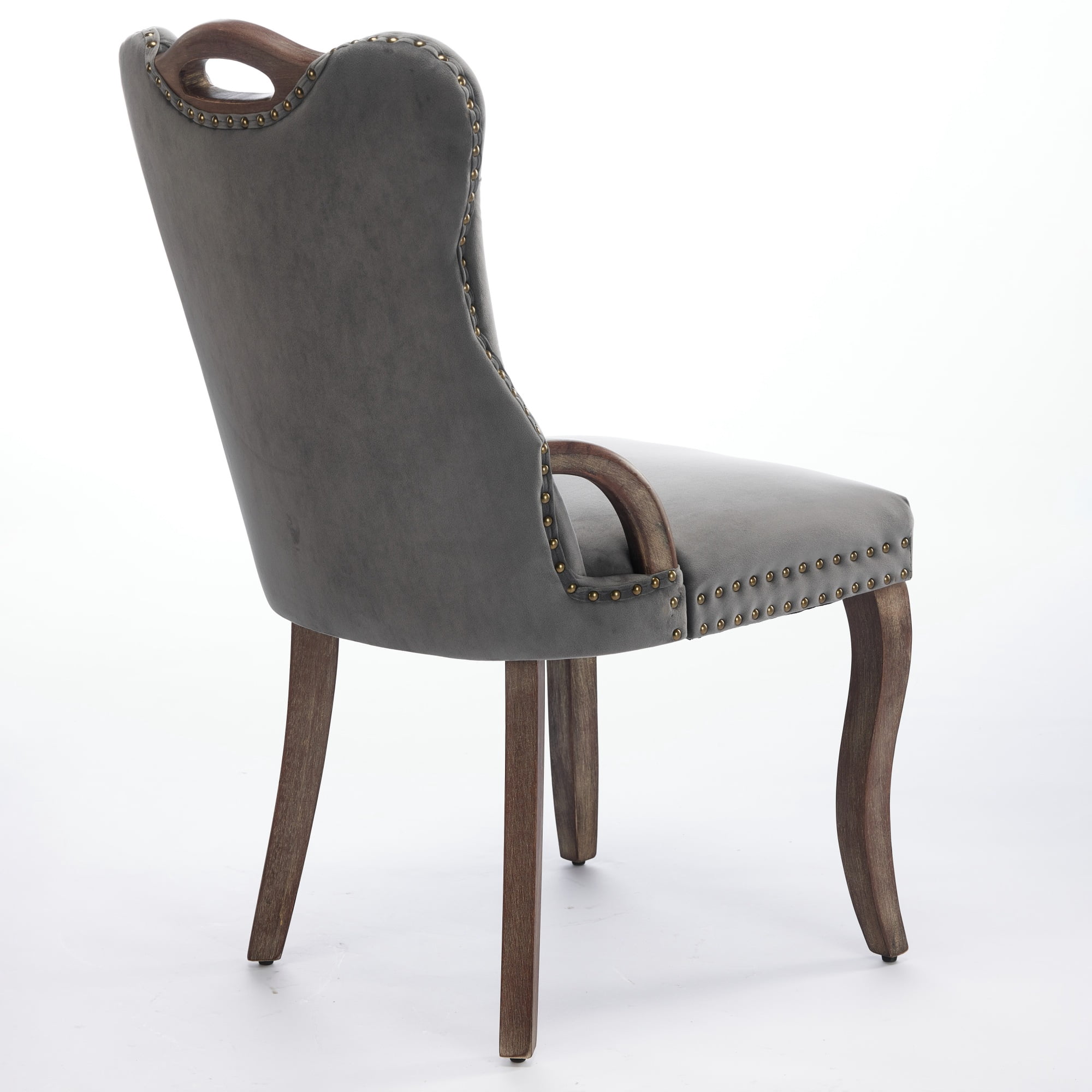 Garitin Dining Chair Set of 2 and Velvet Upholstered Side Chairs, Hand Tufted Seating with Solid Wood Legs for Dining Room, Gray