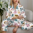 thumbnail image 6 of Picia Cartoon Animals Pattern Women’s Long-Sleeve Sleepwear Set - Soft 2-Piece Loungewear with Pockets, Comfy PJs for Relaxing Nights-X-Large, 6 of 7
