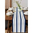 thumbnail image 3 of Table Runner Dresser Scarf 13 x 70 Inch Navy Blue White Stripes Minimalist Abstract Vertical Striped Table Runners Non-Slip Heat Kitchen Dining Table Decor for Indoor Outdoor Home Party Decoration, 3 of 7