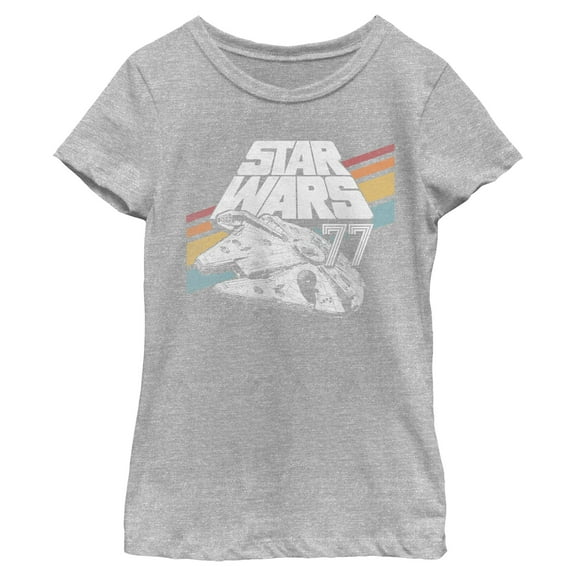 Girls Star Wars Retro 77 Millennium Falcon Stripes T Shirt