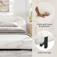 thumbnail image 5 of King Size Bed Frame with Boucle Upholstery, Curved Design & Thick Headboard - Sturdy Steel & Solid Wood Construction, White Platform Bed, 5 of 9