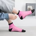 thumbnail image 2 of Rateoe Breast Cancer Pink Ribbons Awareness Pattern Quarter Crew Socks,Toe Seamed Ankle Socks,Cotton Cushioned Breathable Athletic Crew Sports Socks, 2 of 7
