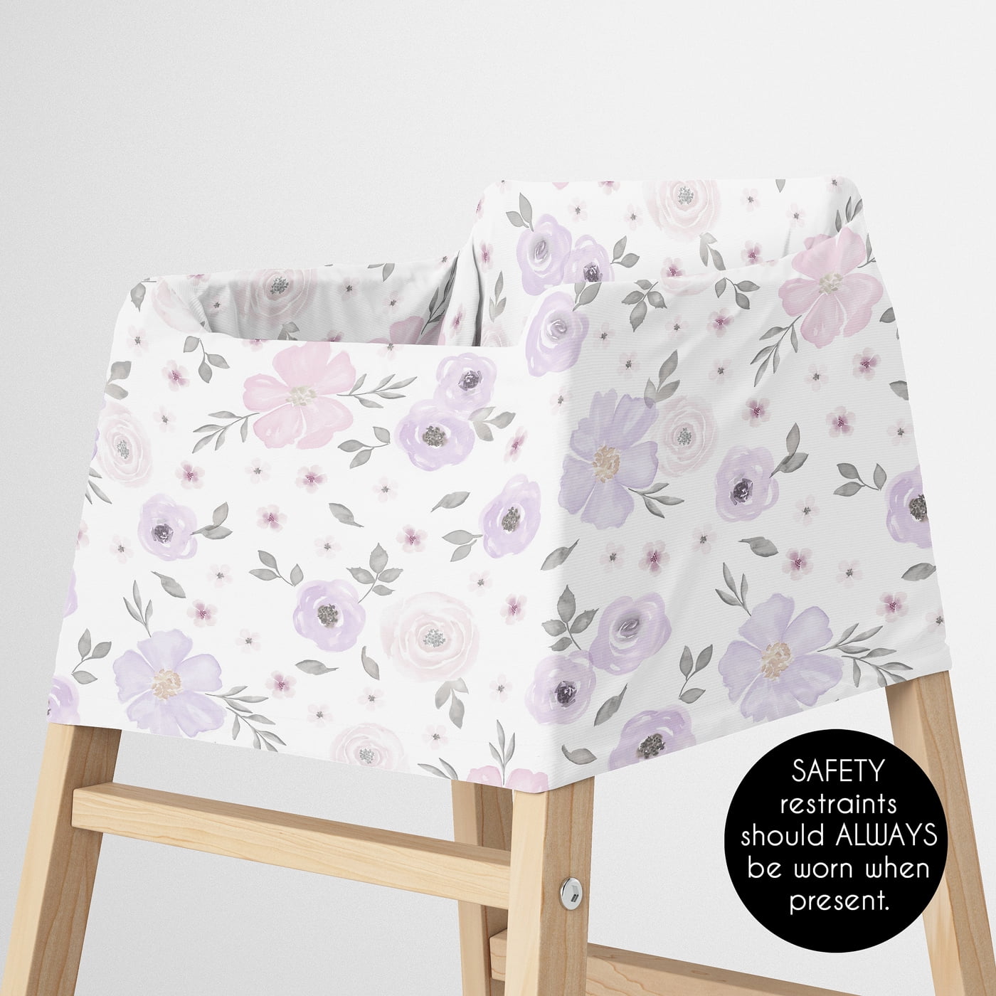 Sweet Jojo Designs Watercolor Floral Purple Grey and Pink Multi Use Baby Car Seat and Nursing Cover