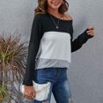 thumbnail image 4 of Tops Para Mujer Blusa Casual Elegante Camisas de Manga Larga Otoño Moda Cuello Redondo Color A Juego Camiseta Suelta Raya Odeerbi  ODB170121, 4 of 5