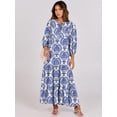 thumbnail image 6 of ANRABESS Womens Boho Maxi Dresses 2026 Summer V Neck Puff Sleeve Floral Flowy Swing Fall Casual Long Dress Blue Khaki Large, 6 of 10