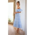 thumbnail image 2 of Women'S Puffy Short Sleeve Square Neck Smocked Tiered A Line Maxi Long Dresses Blue L, 2 of 8