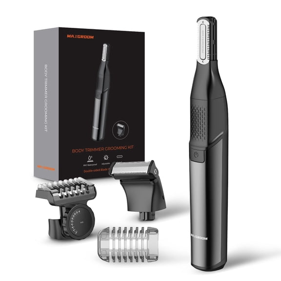 Manscape Body Hair Trimmer for Men, Dual-Sided Safety Blade Groomer, IPX6 Waterproof Electric Razor with Adjustable Comb, 7000 RPM Cordless Rechargeable Trimmer for Beard, Face, Chest, Underarm